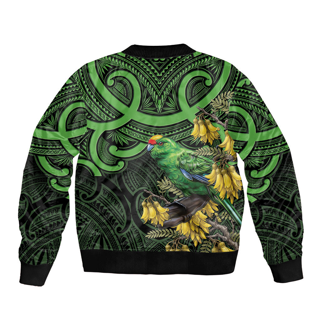 New Zealand Parakeet Bird Bomber Jacket Maori Kakariki Kowhai Maori Pattern