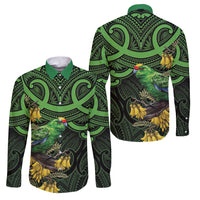 New Zealand Parakeet Bird Family Matching Mermaid Dress and Hawaiian Shirt Maori Kakariki Kowhai Maori Pattern