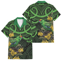 New Zealand Parakeet Bird Family Matching Puletasi and Hawaiian Shirt Maori Kakariki Kowhai Maori Pattern