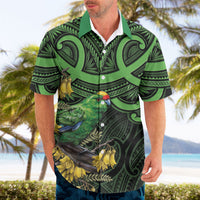 New Zealand Parakeet Bird Hawaiian Shirt Maori Kakariki Kowhai Maori Pattern