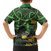 New Zealand Parakeet Bird Hawaiian Shirt Maori Kakariki Kowhai Maori Pattern