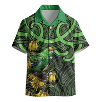New Zealand Parakeet Bird Kid Hawaiian Shirt Maori Kakariki Kowhai Maori Pattern