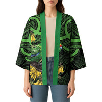 New Zealand Parakeet Bird Kimono Maori Kakariki Kowhai Maori Pattern