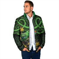 New Zealand Parakeet Bird Padded Jacket Maori Kakariki Kowhai Maori Pattern