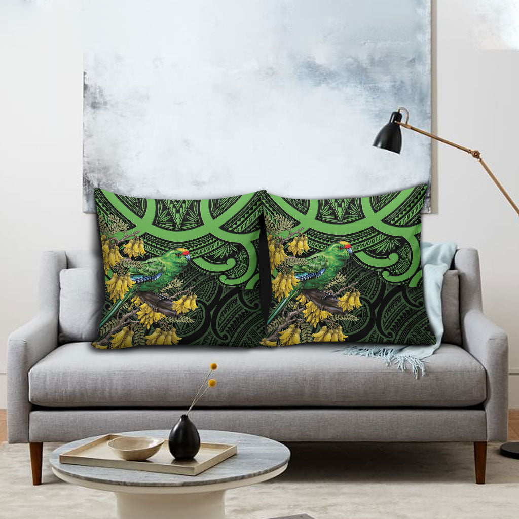 New Zealand Parakeet Bird Pillow Cover Maori Kakariki Kowhai Maori Pattern