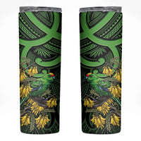 New Zealand Parakeet Bird Skinny Tumbler Maori Kakariki Kowhai Maori Pattern