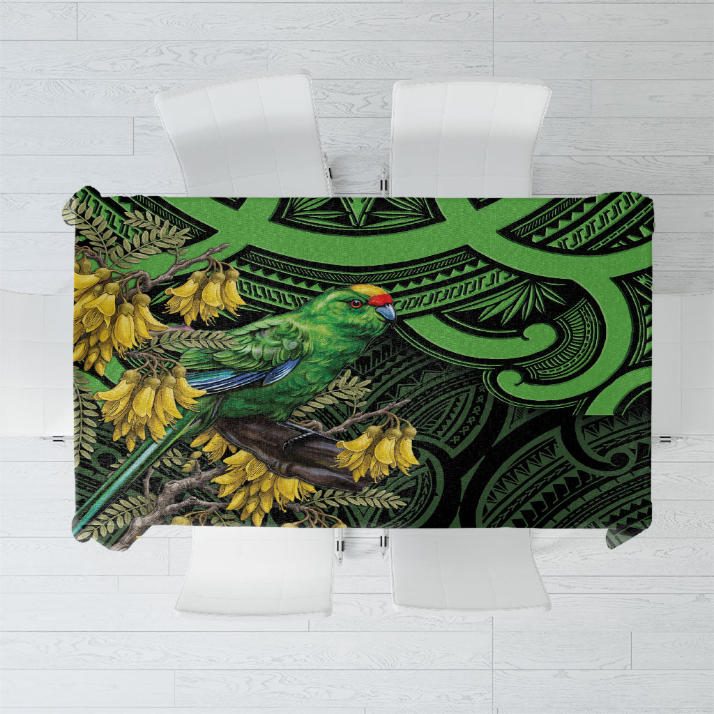 New Zealand Parakeet Bird Tablecloth Maori Kakariki Kowhai Maori Pattern LT22 Green - Polynesian Pride
