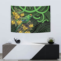 New Zealand Parakeet Bird Tapestry Maori Kakariki Kowhai Maori Pattern