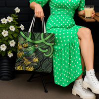 New Zealand Parakeet Bird Tote Bag Maori Kakariki Kowhai Maori Pattern