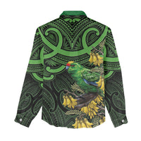 New Zealand Parakeet Bird Women Casual Shirt Maori Kakariki Kowhai Maori Pattern
