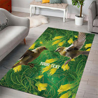 Bellbird New Zealand Personalised Area Rug Kowhai Flower Maori Pattern LT22 - Polynesian Pride