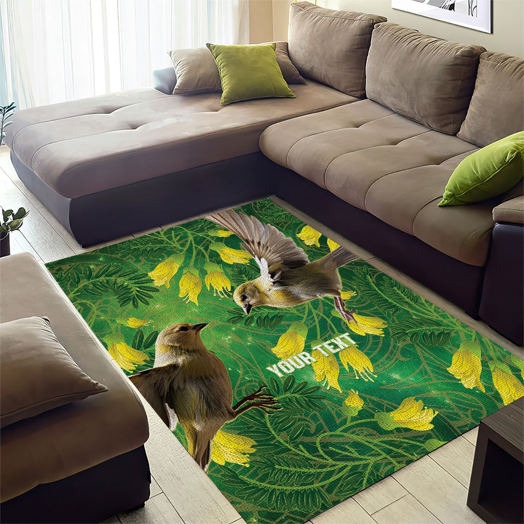 Bellbird New Zealand Personalised Area Rug Kowhai Flower Maori Pattern LT22 - Polynesian Pride