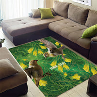 Bellbird New Zealand Personalised Area Rug Kowhai Flower Maori Pattern LT22 - Polynesian Pride
