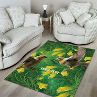 Bellbird New Zealand Personalised Area Rug Kowhai Flower Maori Pattern LT22 - Polynesian Pride