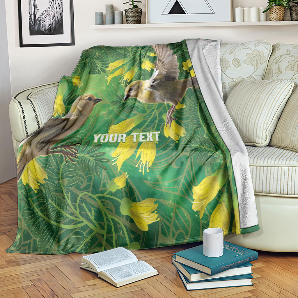 Bellbird New Zealand Personalised Blanket Kowhai Flower Maori Pattern