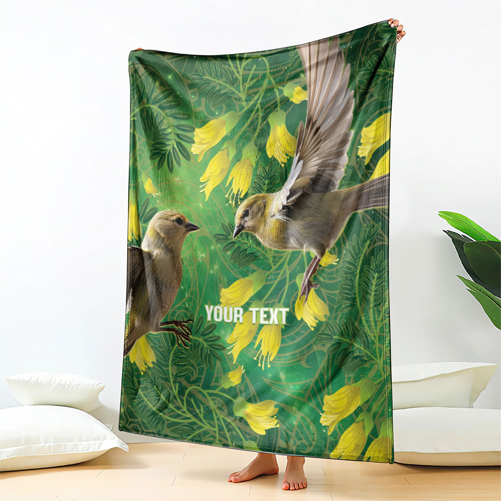 Bellbird New Zealand Personalised Blanket Kowhai Flower Maori Pattern