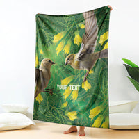 Bellbird New Zealand Personalised Blanket Kowhai Flower Maori Pattern