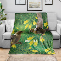 Bellbird New Zealand Personalised Blanket Kowhai Flower Maori Pattern