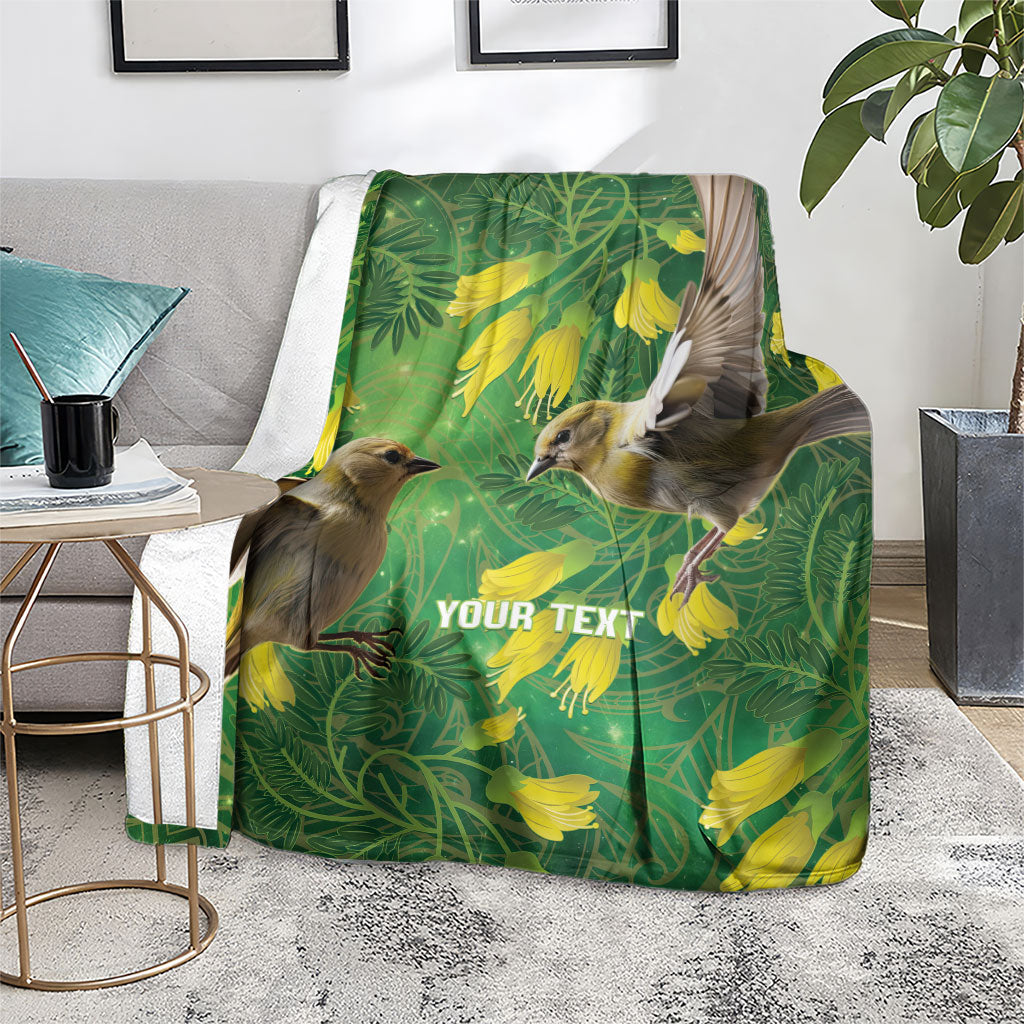 Bellbird New Zealand Personalised Blanket Kowhai Flower Maori Pattern