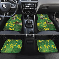 Bellbird New Zealand Personalised Car Mats Kowhai Flower Maori Pattern LT22 Set 4pcs Green - Polynesian Pride