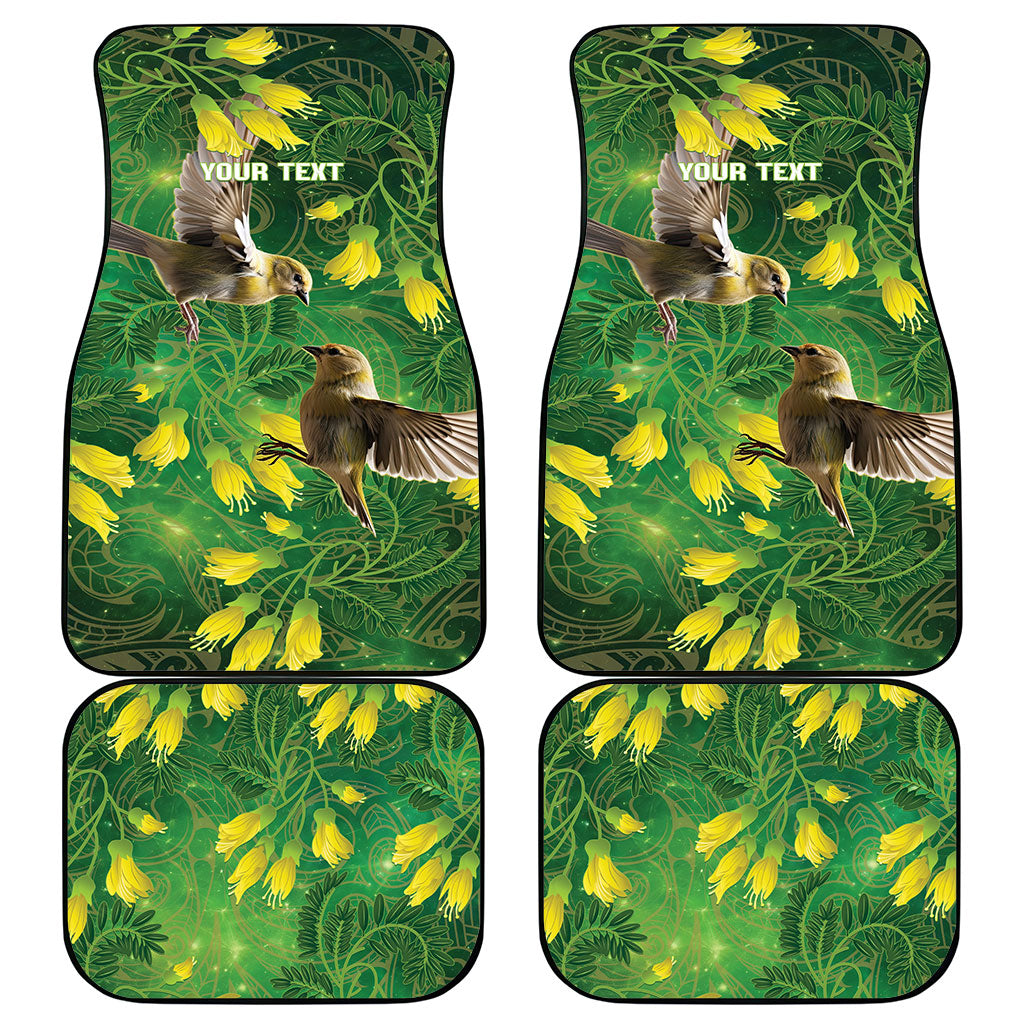 Bellbird New Zealand Personalised Car Mats Kowhai Flower Maori Pattern LT22 - Polynesian Pride