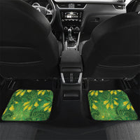 Bellbird New Zealand Personalised Car Mats Kowhai Flower Maori Pattern LT22 Set 2pcs - Back Green - Polynesian Pride