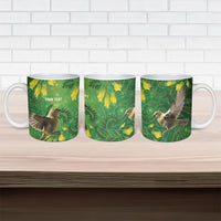 Bellbird New Zealand Personalised Ceramic Mug Kowhai Flower Maori Pattern