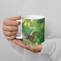 Bellbird New Zealand Personalised Ceramic Mug Kowhai Flower Maori Pattern