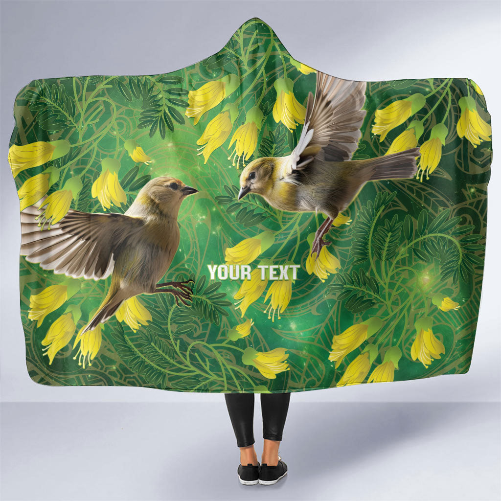 Bellbird New Zealand Personalised Hooded Blanket Kowhai Flower Maori Pattern
