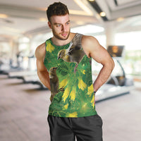 Bellbird New Zealand Personalised Men Tank Top Kowhai Flower Maori Pattern LT22 Green - Polynesian Pride