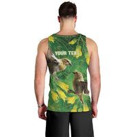 Bellbird New Zealand Personalised Men Tank Top Kowhai Flower Maori Pattern LT22 - Polynesian Pride