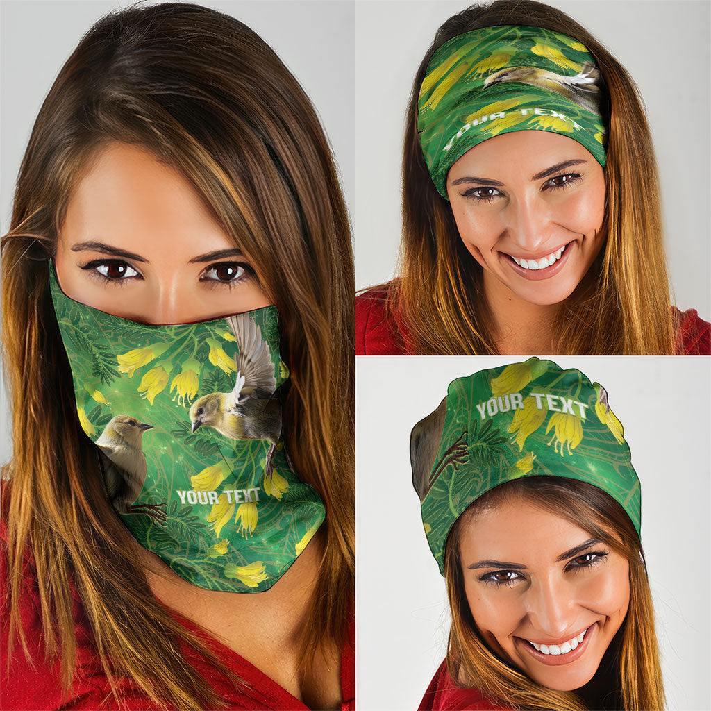 Bellbird New Zealand Personalised Neck Gaiter Kowhai Flower Maori Pattern