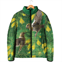 Bellbird New Zealand Personalised Padded Jacket Kowhai Flower Maori Pattern