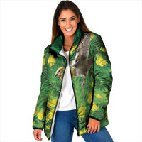 Bellbird New Zealand Personalised Padded Jacket Kowhai Flower Maori Pattern