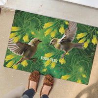 Bellbird New Zealand Personalised Rubber Doormat Kowhai Flower Maori Pattern