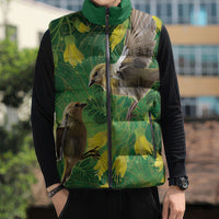 Bellbird New Zealand Personalised Sleeveless Puffer Jacket Kowhai Flower Maori Pattern LT22 - Polynesian Pride