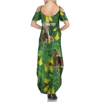 Bellbird New Zealand Personalised Summer Maxi Dress Kowhai Flower Maori Pattern