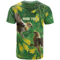 Bellbird New Zealand Personalised T Shirt Kowhai Flower Maori Pattern