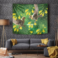 Bellbird New Zealand Personalised Tapestry Kowhai Flower Maori Pattern