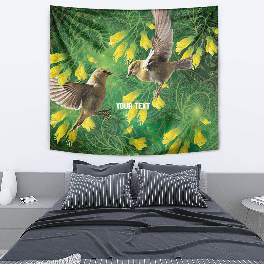 Bellbird New Zealand Personalised Tapestry Kowhai Flower Maori Pattern