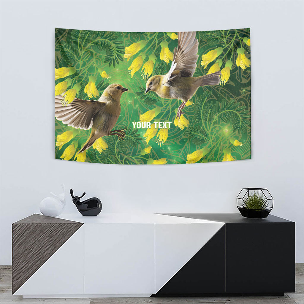 Bellbird New Zealand Personalised Tapestry Kowhai Flower Maori Pattern