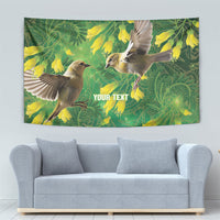 Bellbird New Zealand Personalised Tapestry Kowhai Flower Maori Pattern