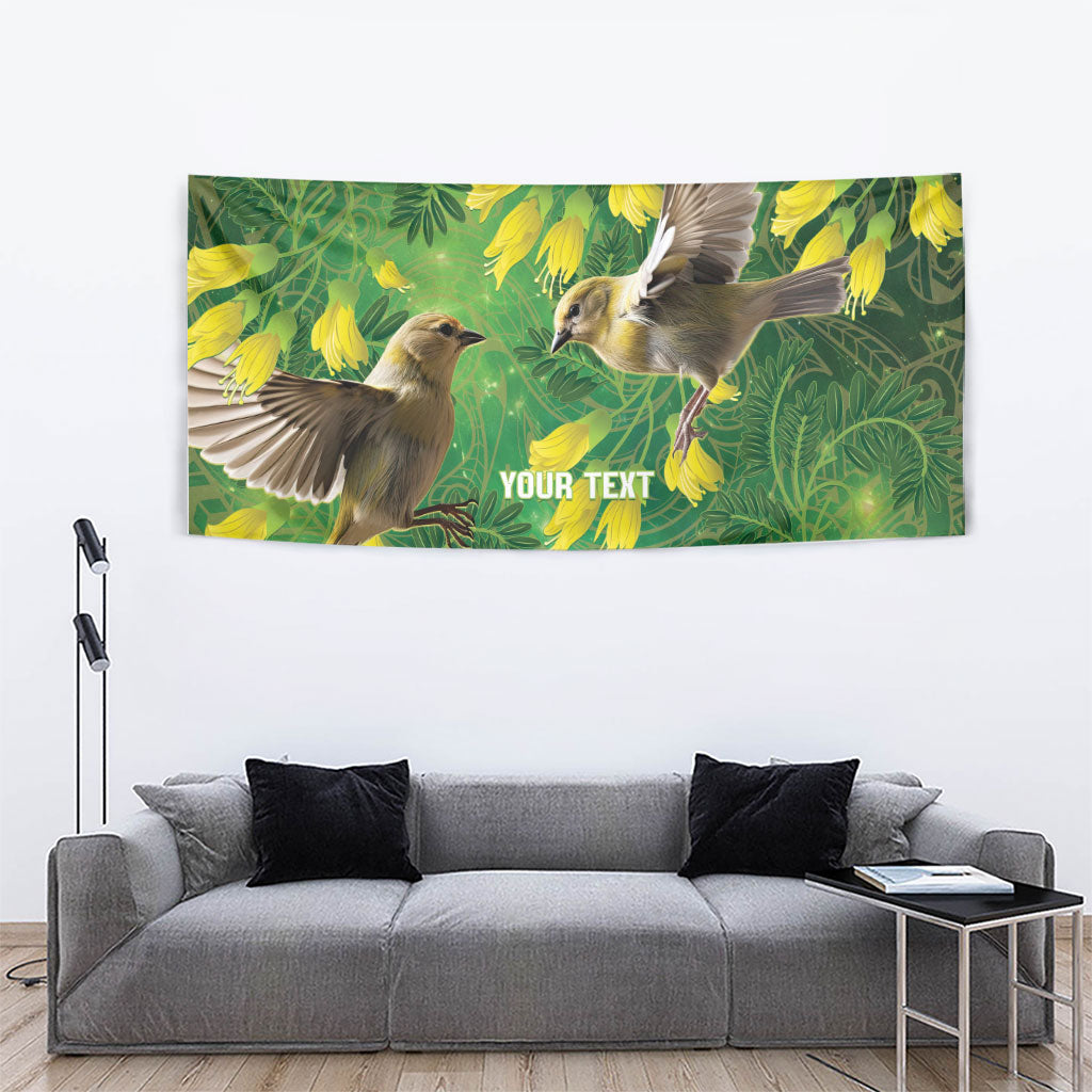 Bellbird New Zealand Personalised Tapestry Kowhai Flower Maori Pattern