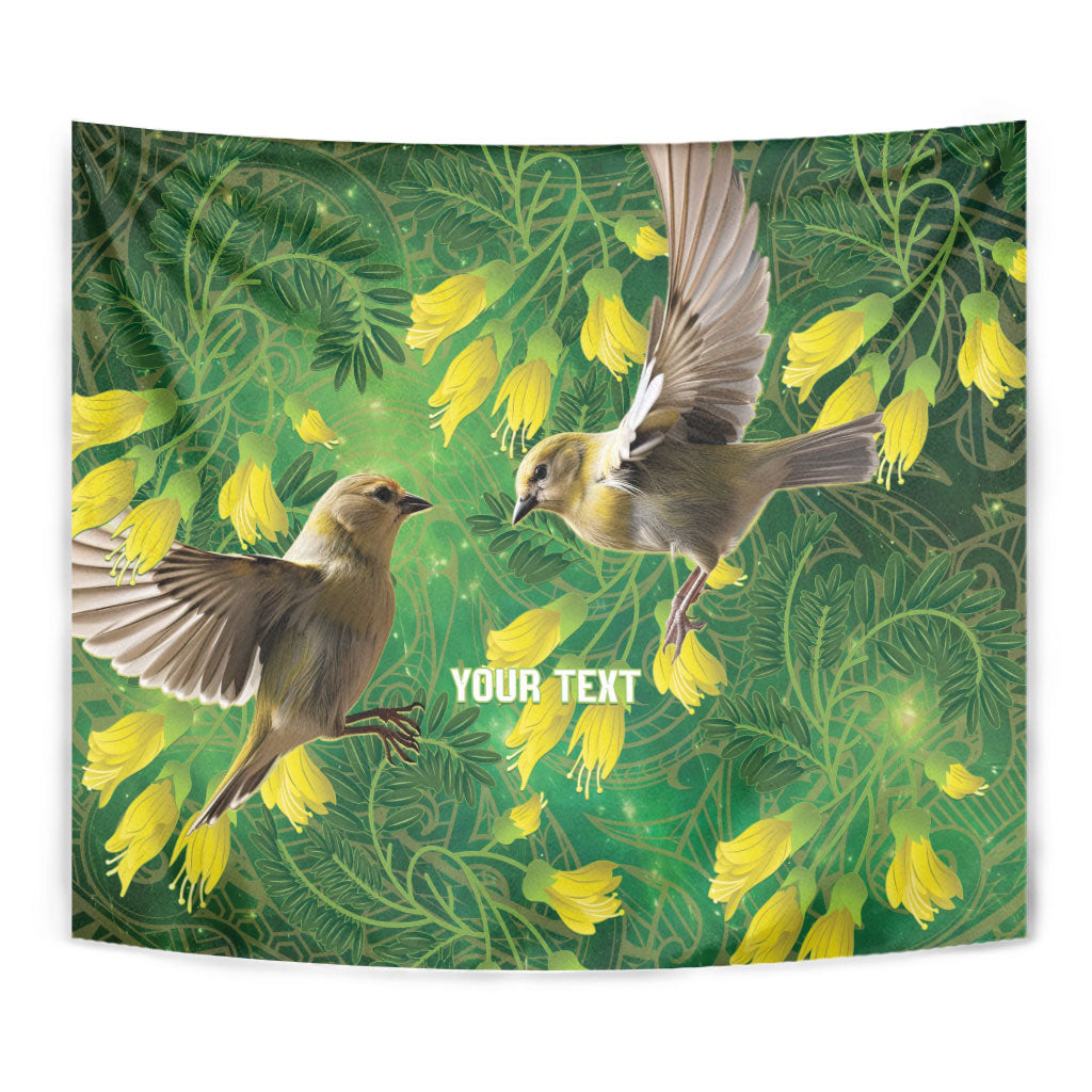 Bellbird New Zealand Personalised Tapestry Kowhai Flower Maori Pattern