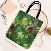 Bellbird New Zealand Personalised Tote Bag Kowhai Flower Maori Pattern