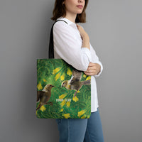 Bellbird New Zealand Personalised Tote Bag Kowhai Flower Maori Pattern