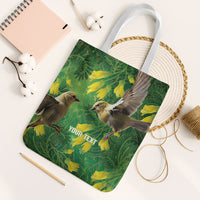Bellbird New Zealand Personalised Tote Bag Kowhai Flower Maori Pattern