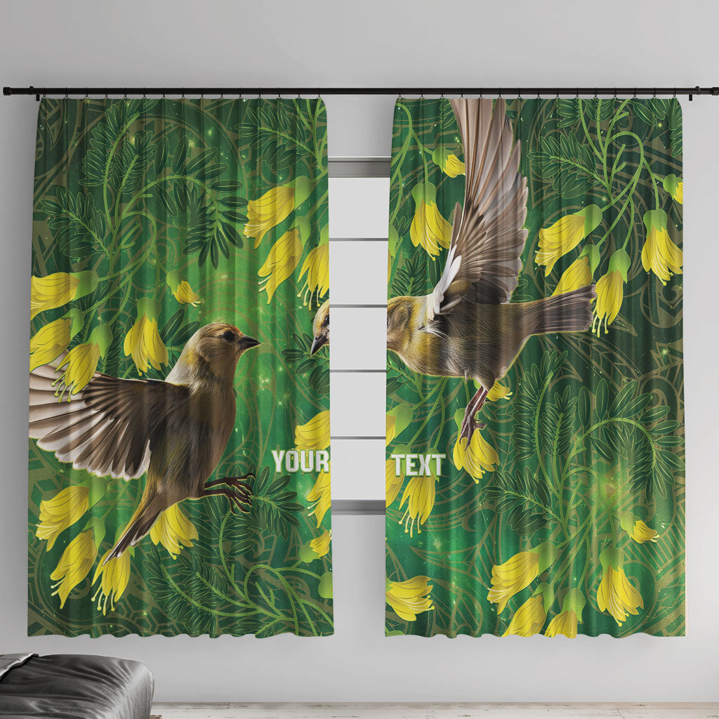 Bellbird New Zealand Personalised Window Curtain Kowhai Flower Maori Pattern