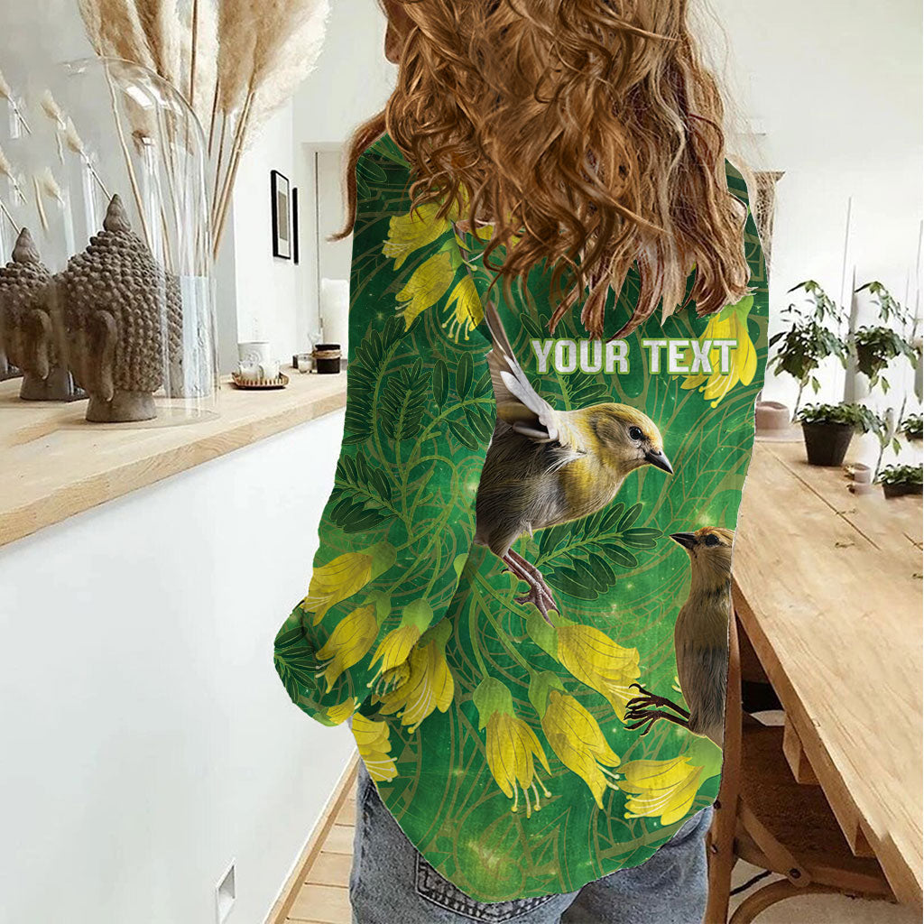 Bellbird New Zealand Personalised Women Casual Shirt Kowhai Flower Maori Pattern LT22 - Polynesian Pride