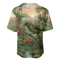 Bellbird New Zealand Personalised Baseball Jersey Korimako Harakeke Flower Native Forest LT22 - Polynesian Pride